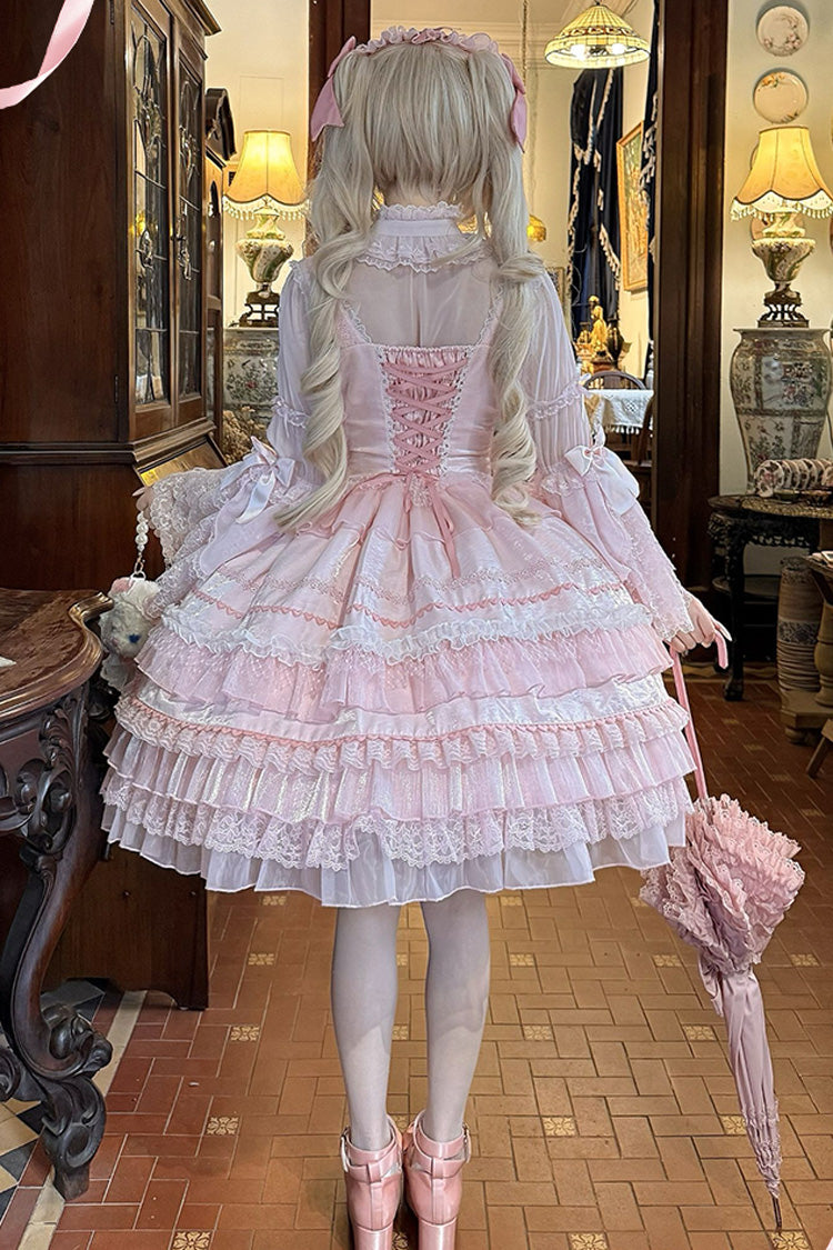 Pink Little Lovetine Multi-Layered Ruffle Bowknot Lace Sweet Gorgeous Lolita Jsk Dress