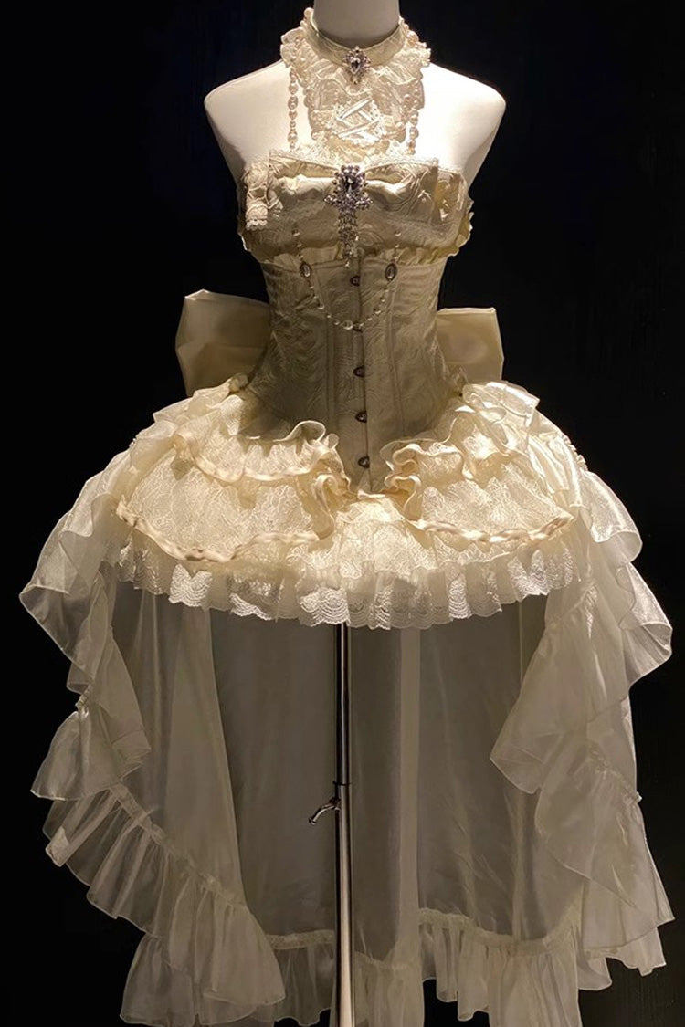Ivory Eternal Temple Halterneck Ruffle Bowknot Lace Sweet Princess Lolita Dress