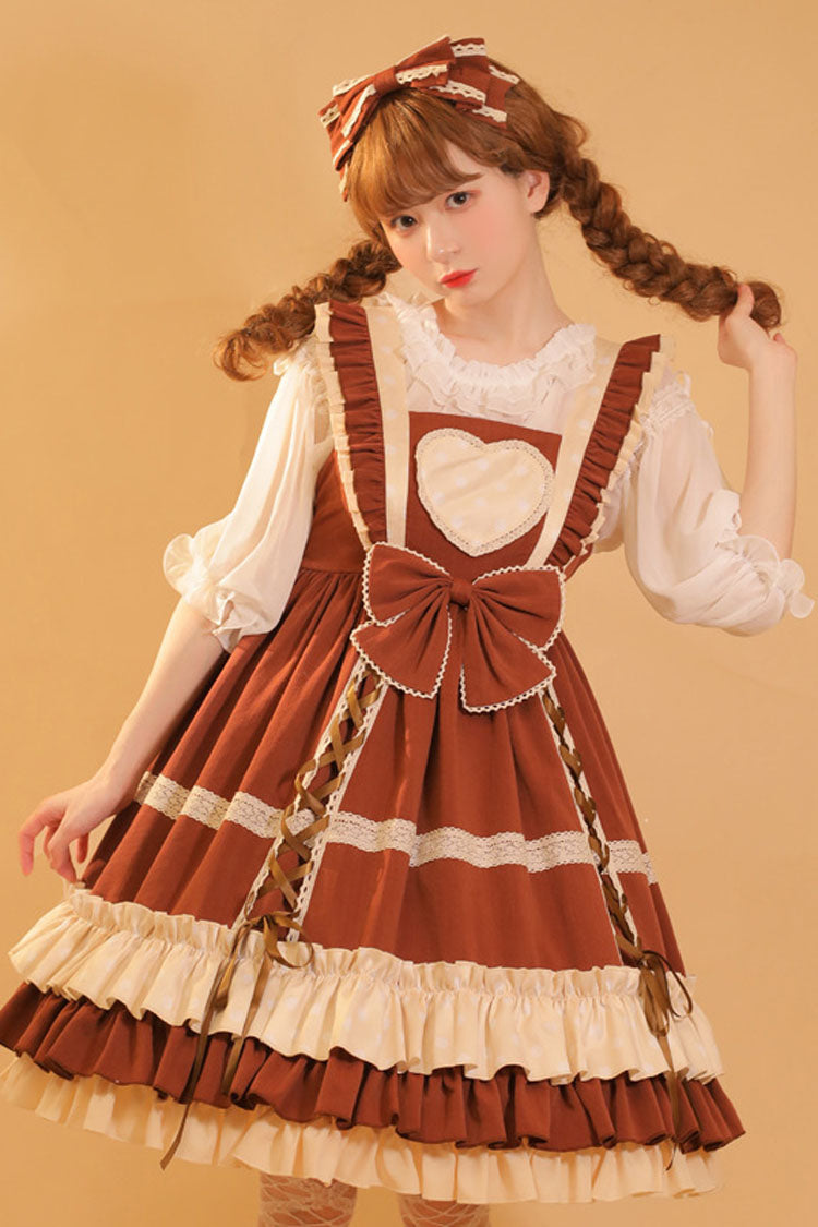 Love Plaid Polka Point Big Bowknot Sweet Lolita Suspender Dress
