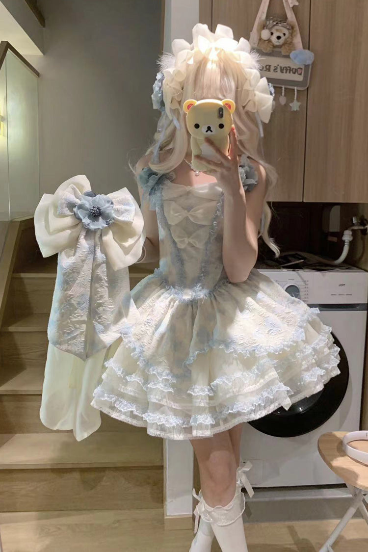 Jasmine Rain Print Stitching Lace Sweet Lolita Jsk Dress 6 Colors