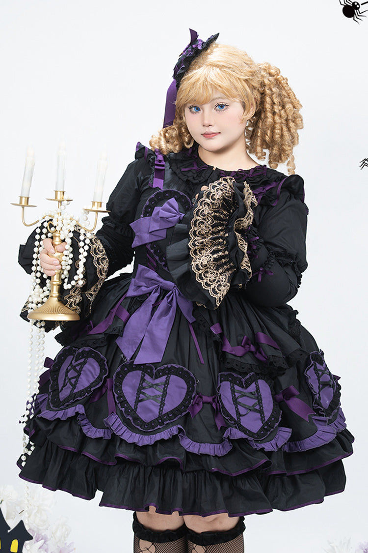 Black/Purple Frosted Sugar Gift Box Sleeveless Ruffle Bowknot Gothic Plus Size Princess Lolita Jsk Dress