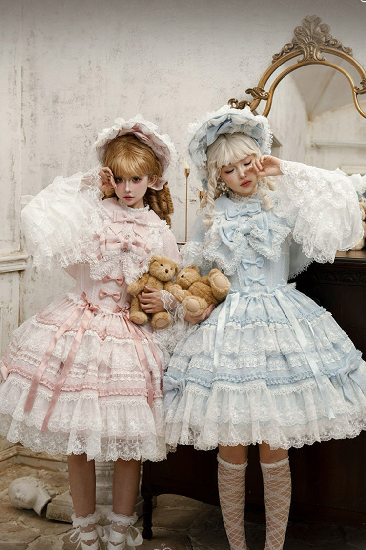Blue Reinas Sleeveless Ruffle Bowknot Lace Sweet Lolita Jsk Dress