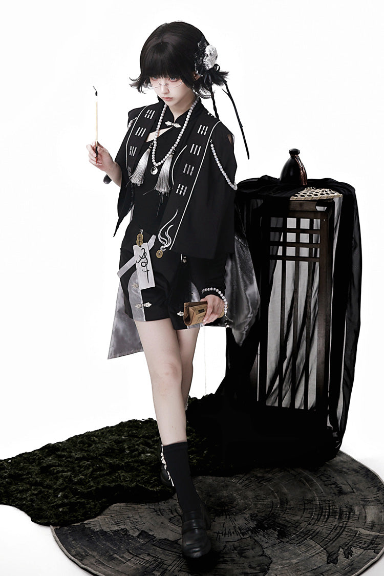 Black The Strange End of the Immortal Sect Sleeveless Chinese Style Ouji Lolita Set
