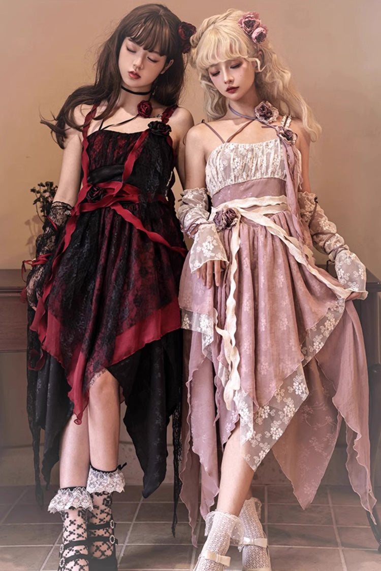 Wabi Sabi Style Stitching Irregular Asymmetric Gothic Lolita Jsk Dress 3 Colors