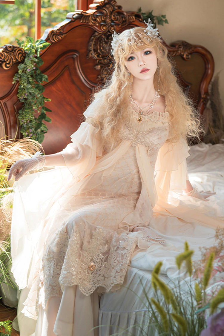 Pink Bathing in the Light Short Sleeves Ruffle Embroidery Lace Sweet Elegant Lolita Dress
