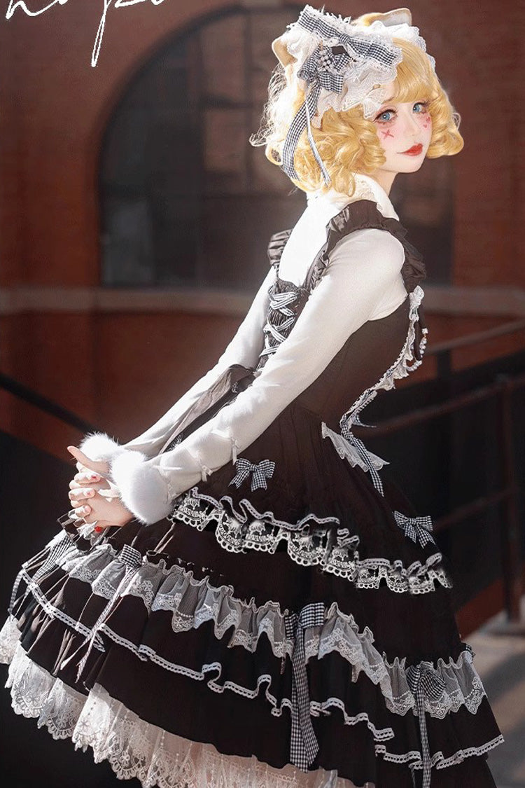 Love Notebook Sleeveless Multi-Layered Ruffle Bowknot Lace Sweet Lolita Jsk Dress 5 Colors