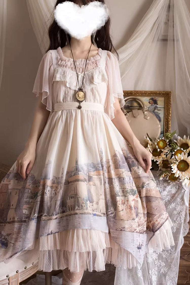 Apricot Adria Multi-Layered Printed Irregular Sweet Lolita Jsk Dress