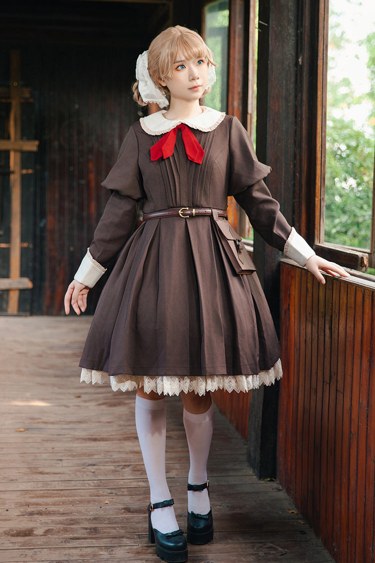 Violent Maid Long Puff Sleeves Bowknot Classic Vintage Lolita Dress 2 Colors