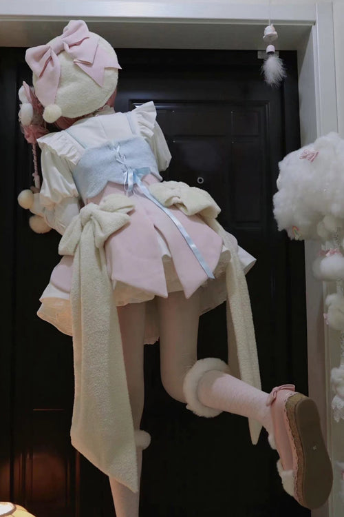 Stand Up Collar Long Sleeves High Waisted Thickened With Vest Sweet Lolita OP Dress 4 Colors
