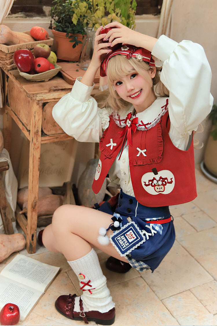Multi-Color Witch Gina Long Sleeves Print Bowknot Ouji Sweet Lolita Vest Shorts Set
