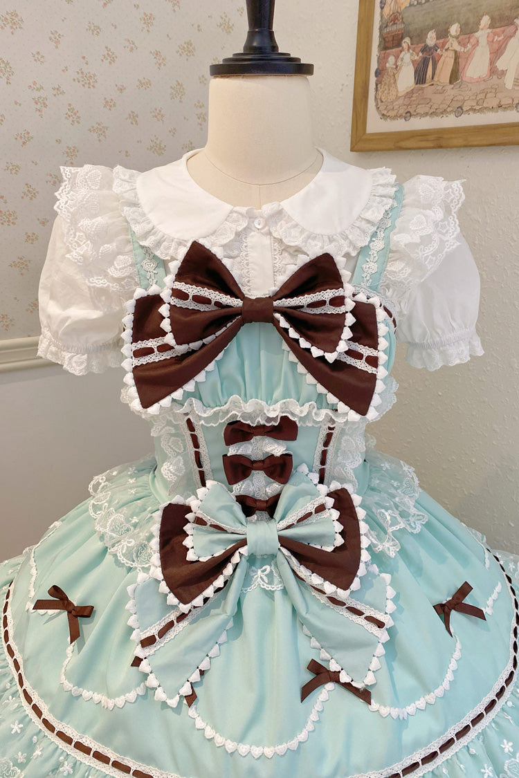 Mint Chocolate Fondant Cake Sleeveless Multi-Layered Ruffle Bowknot Lace Sweet Lolita Jsk Dress