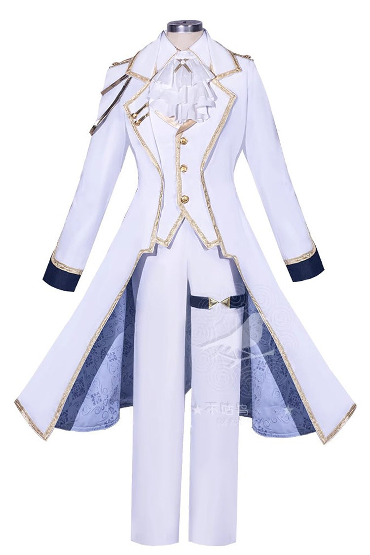 White Angel Prince Handsome Ouji Lolita Set (Including Coat, Shirt, Pants, Vest, Scarf)