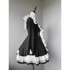 Black and White Goth Nun Style Lolita Dress Tutu Ruffle Cross