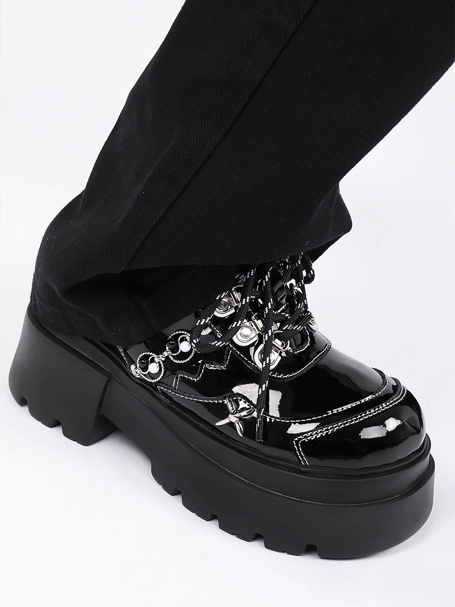 Lolita Shoes Black Chunky Platform Derby Shoes Sweet Cool Japanese Casual Lugg Sole Oxfords for Women