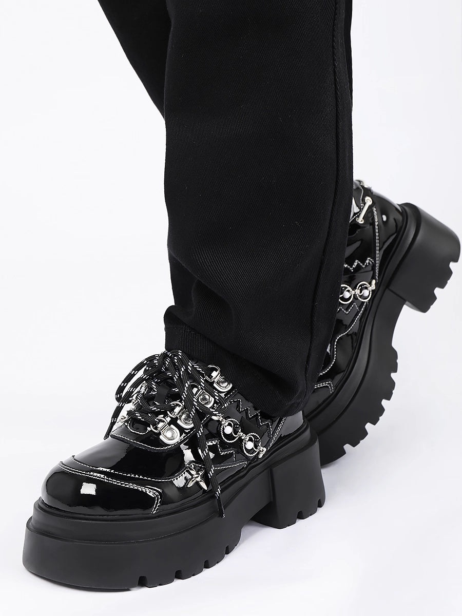 Lolita Shoes Black Chunky Platform Derby Shoes Sweet Cool Japanese Casual Lugg Sole Oxfords for Women