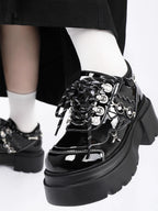 Lolita Shoes Black Chunky Platform Derby Shoes Sweet Cool Japanese Casual Lugg Sole Oxfords for Women