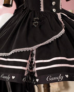 Jirai Kei Fashion Kawaii Black-pink with Bow Short Cake Dress Sakura Multi-layer Lace-Up