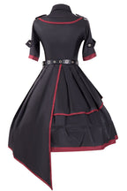 Military Lolita Black-Red Punk Style Tie Metal Chain Belt Dress
