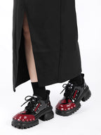 Lolita Shoes Black Thick Soled Lolita Shoes Sweet Red Bow Japanese Spring Style Leather for Women