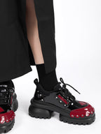 Lolita Shoes Black Thick Soled Lolita Shoes Sweet Red Bow Japanese Spring Style Leather for Women