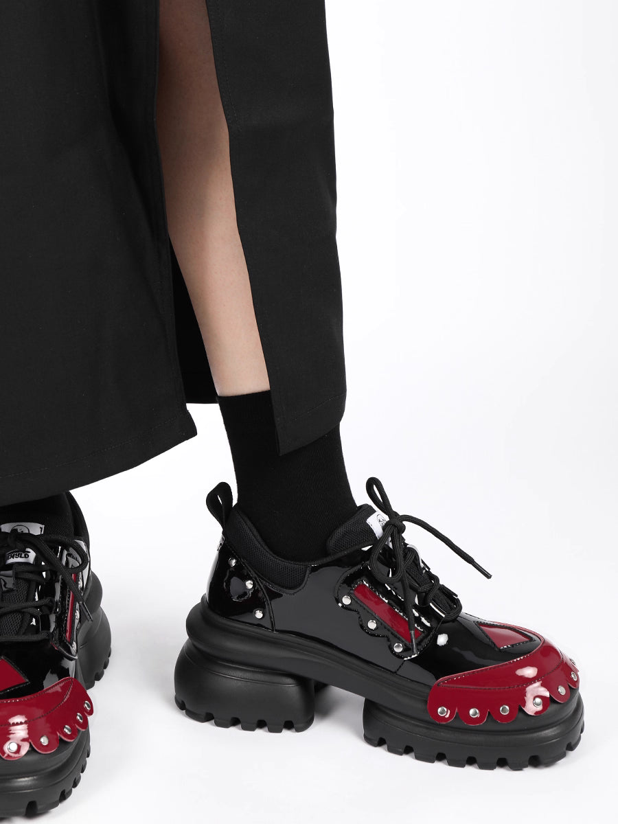 Lolita Shoes Black Thick Soled Lolita Shoes Sweet Red Bow Japanese Spring Style Leather for Women