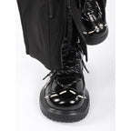 Lolita Shoes Black Unisex Vintage Lace-Up Thick Soled Casual Japanese Style Leather for Women