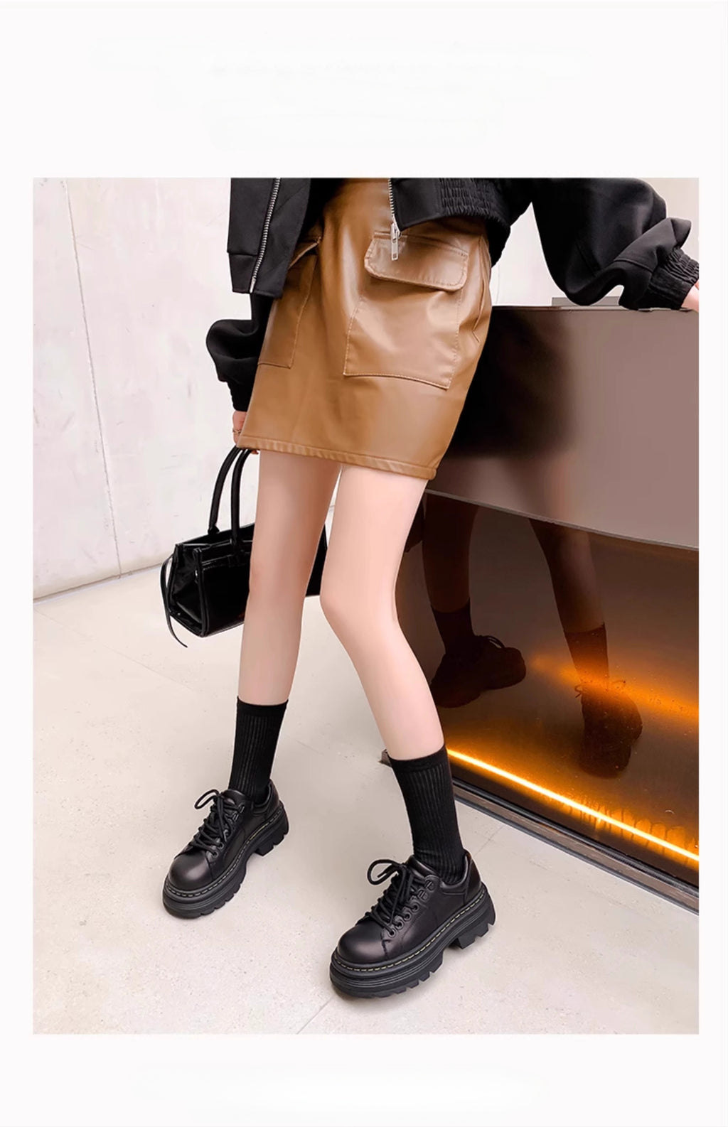 Lolita Shoes Brown Chunky Black Platform Derby Shoes 6cm Height Increase British Style Leather Oxfords for Women