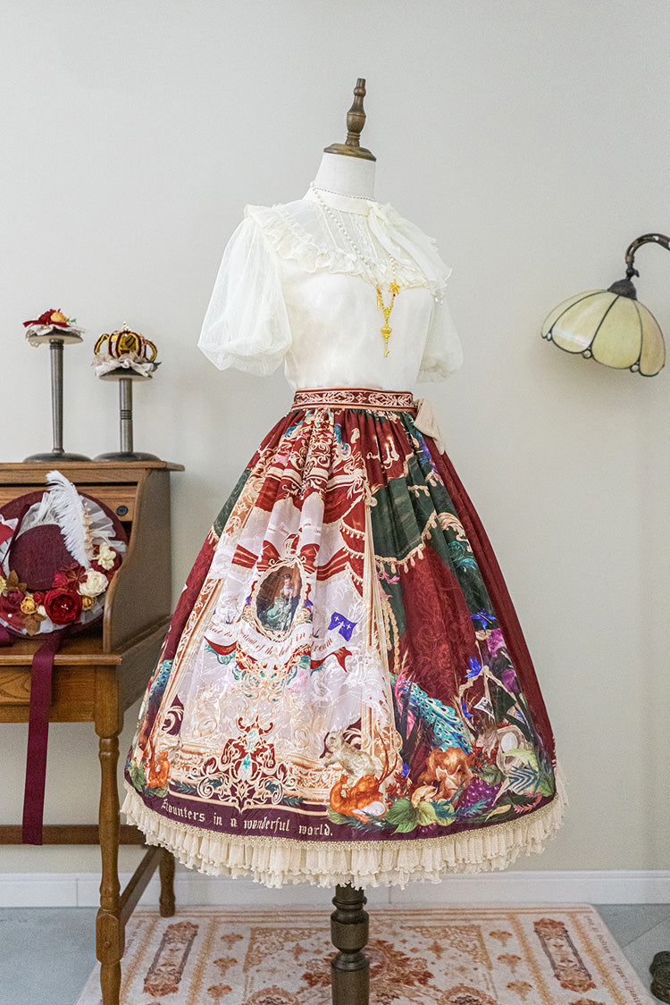 Red Kaleidoscope of Dreams Oil Print Side Cardigan Sweet Vintage Gorgeous Lolita Skirt
