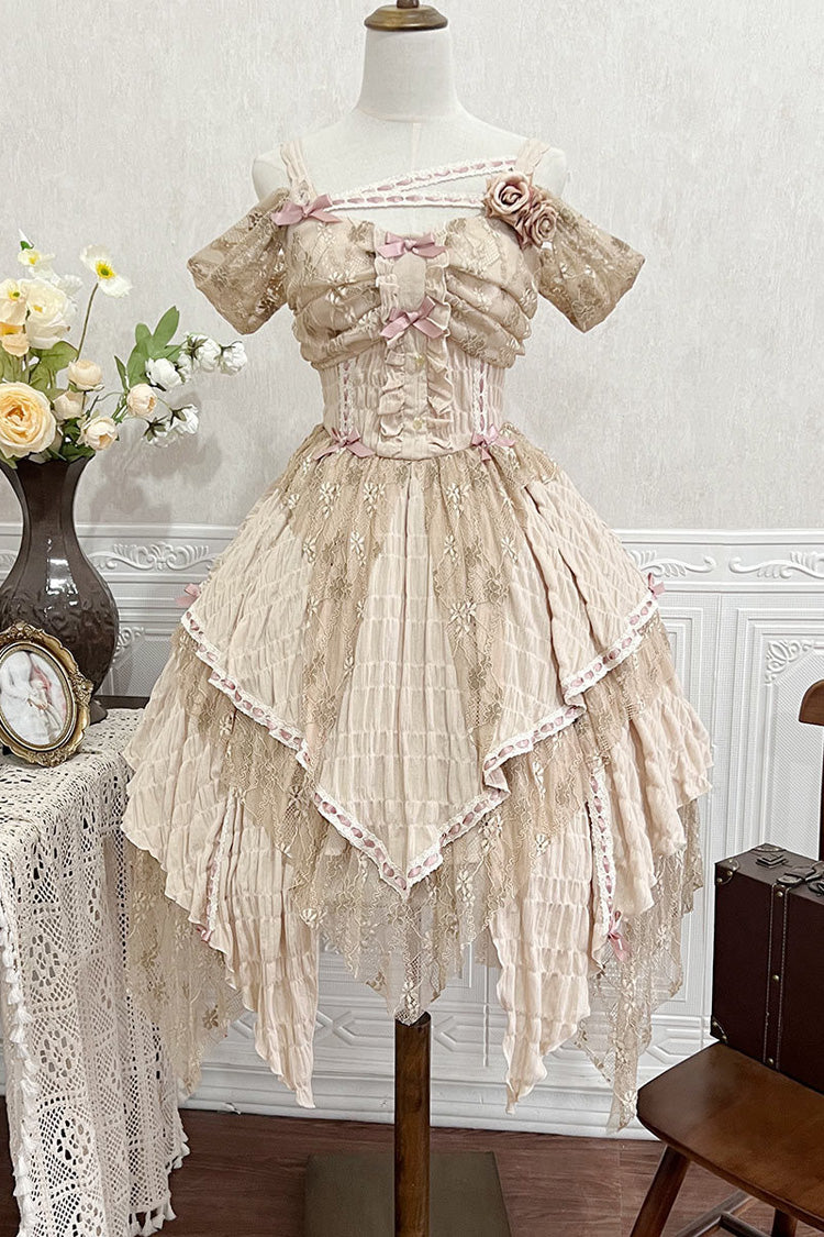 Yellow Sleeveless High Waisted Print Irregular Sweet Lolita Jsk Dress