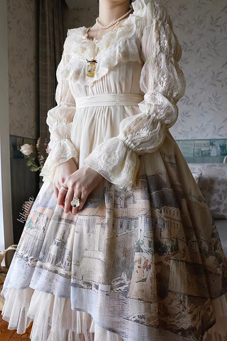 Apricot Adria Multi-Layered Printed Irregular Sweet Lolita Jsk Dress