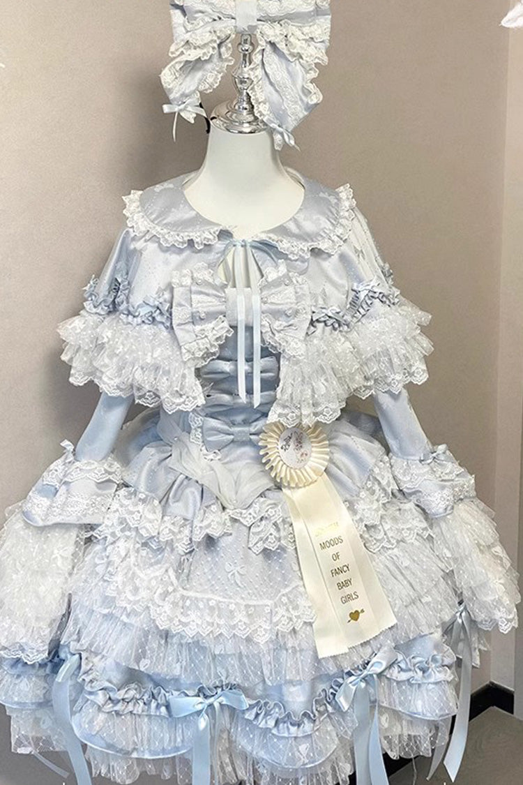 Girl Doll Multi-Layered Ruffle Bowknot Lace Sweet Princess Lolita Jsk Dress