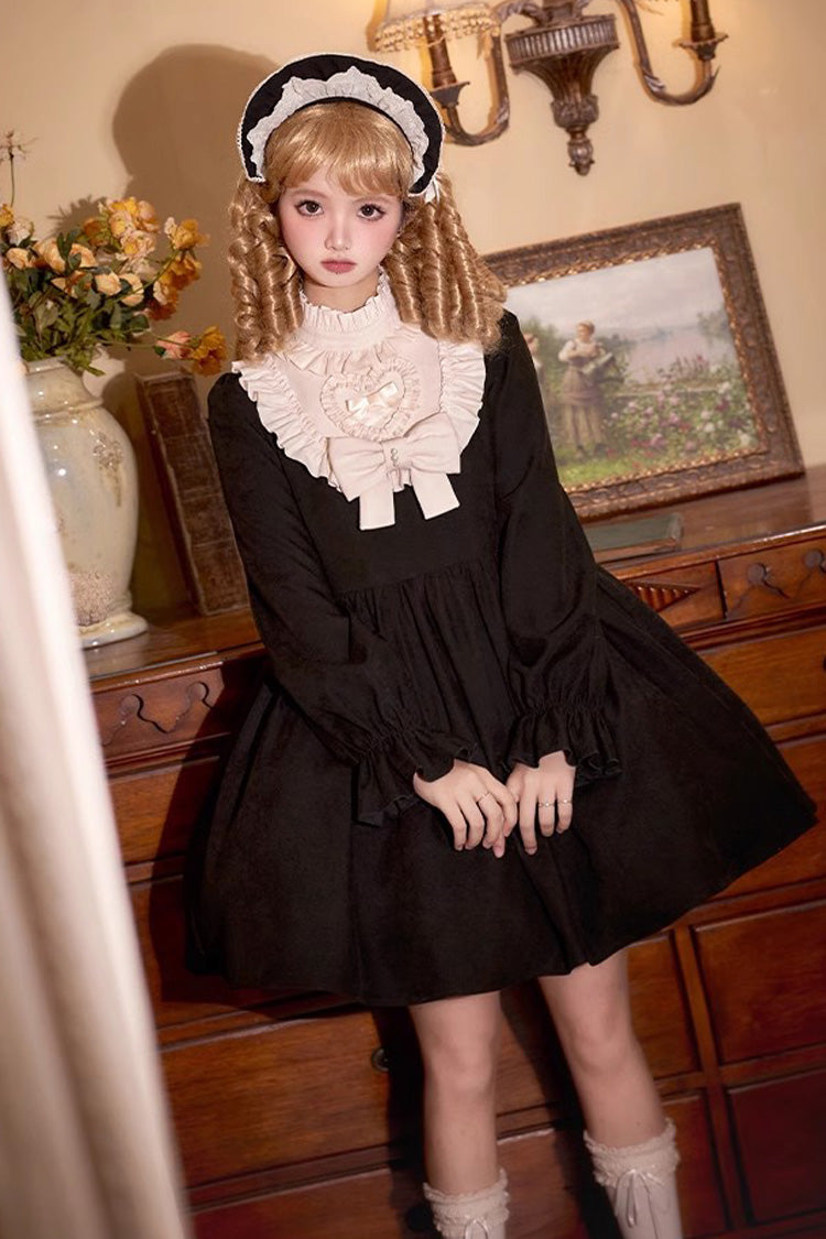 Black Twilight Choir Long Sleeves Bowknot Lace Sweet Vintage Lolita Dress 2 Versions