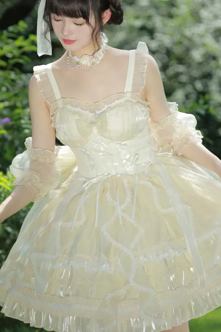Glaze Fantasy Sleeveless Ruffle Embroidery Bowknot Sweet Lolita Jsk Dress 5 Colors