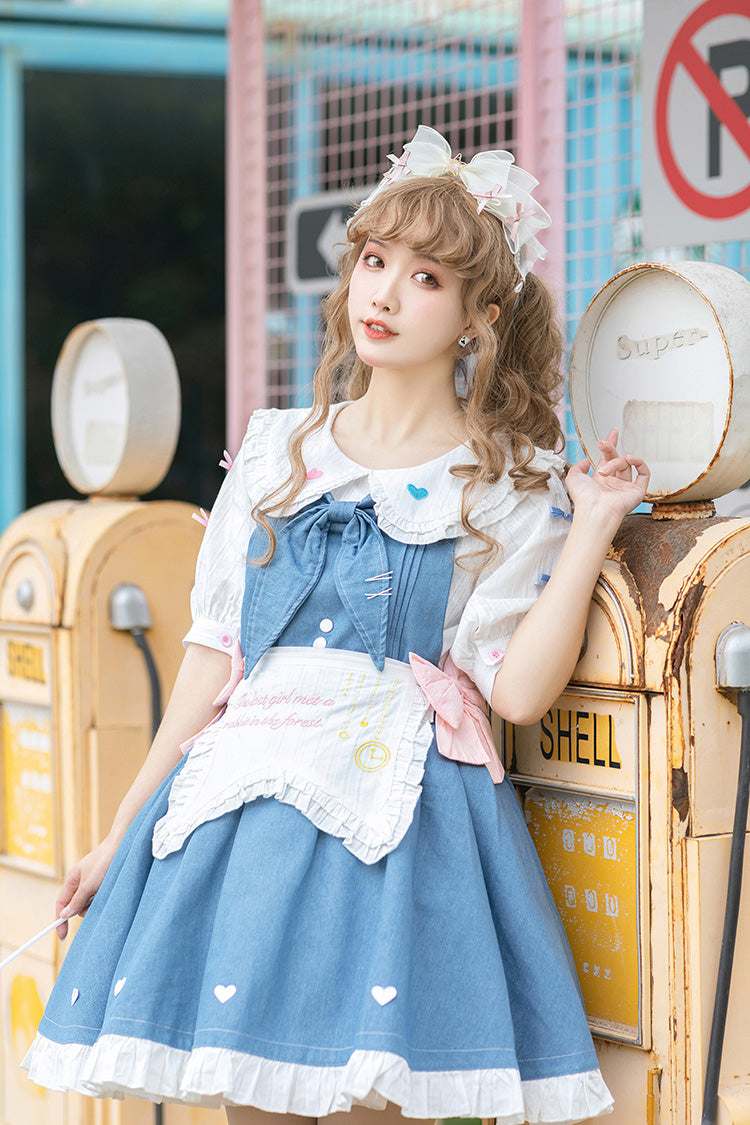 Blue Cowboys Are Busy Ruffle Bowknot Sweet Lolita Strap Dress