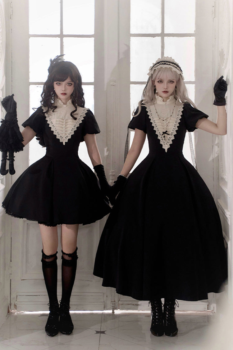 Black Letters and Poems·Nocturne Nun Long Sleeves Ruffle Gothic Lolita Short Dress