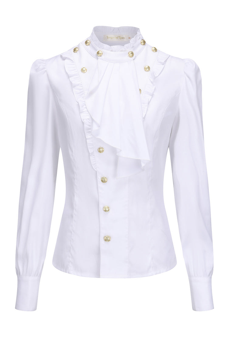 Immortal Silent Agent Stand Collar Ruffle Vintage Prince Handsome Palace Ouji Lolita Blouse 3 Colors