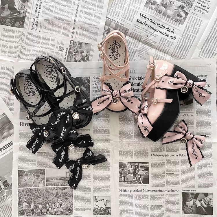 Sweet Bowknot Lace Japanese Lolita Platform Shoes 2 Colors