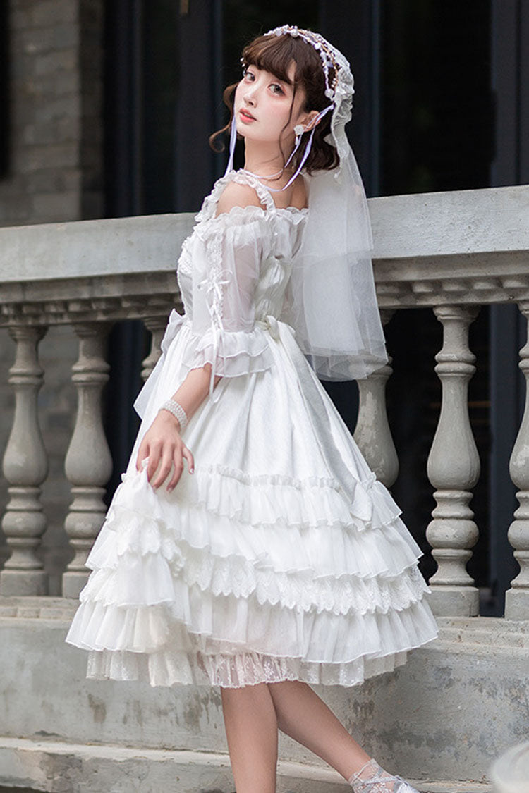White Venus's Kiss Ruffled Multi-Layer Hanayome Elegant Classic Lolita Dress