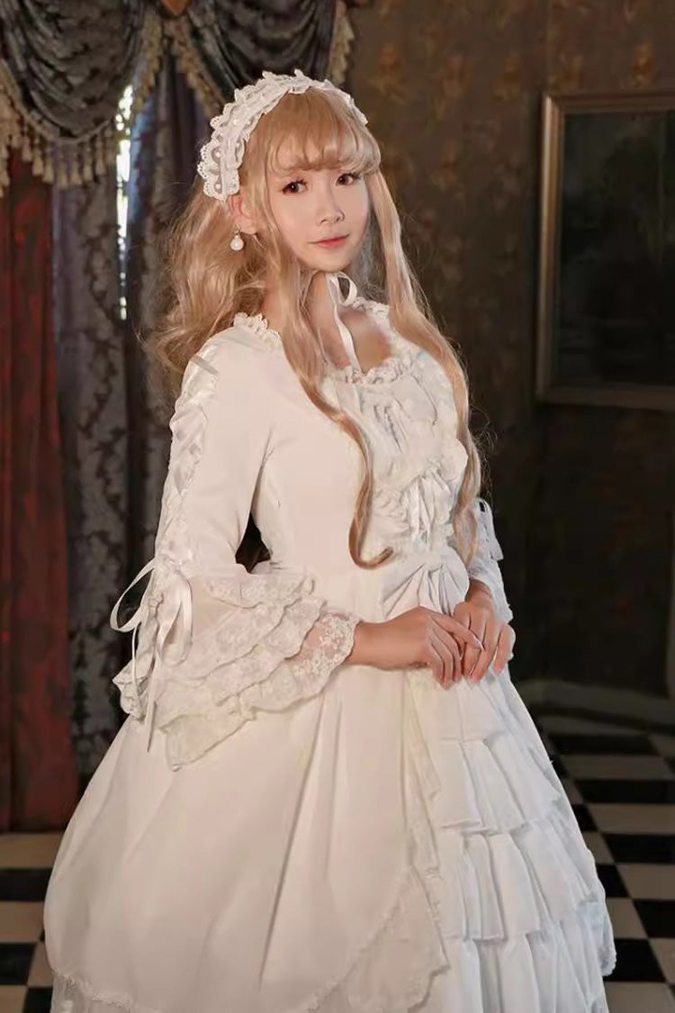 White Long Sleeves Ruffle Hanayome Cardigan Bowknot Sweet Lolita Dress