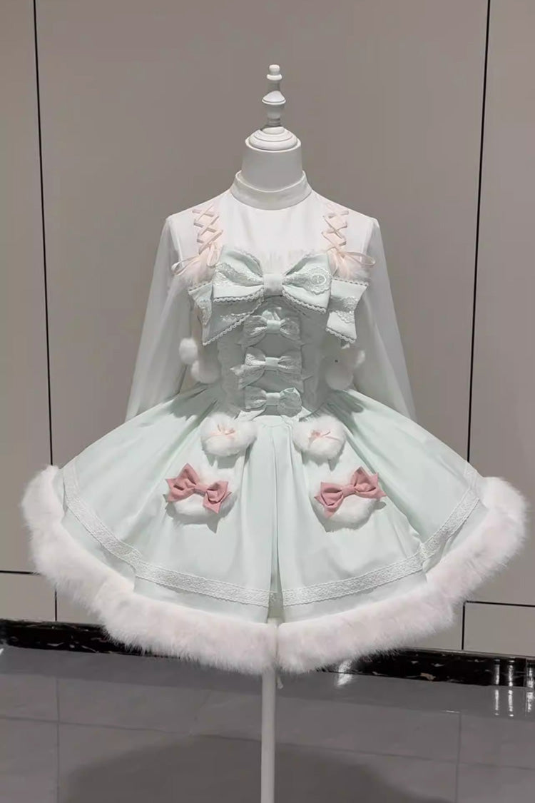 Sweet Dream Bunny Furry Bowknot Sweet Lolita Dress 2 Colors and 2 Versions