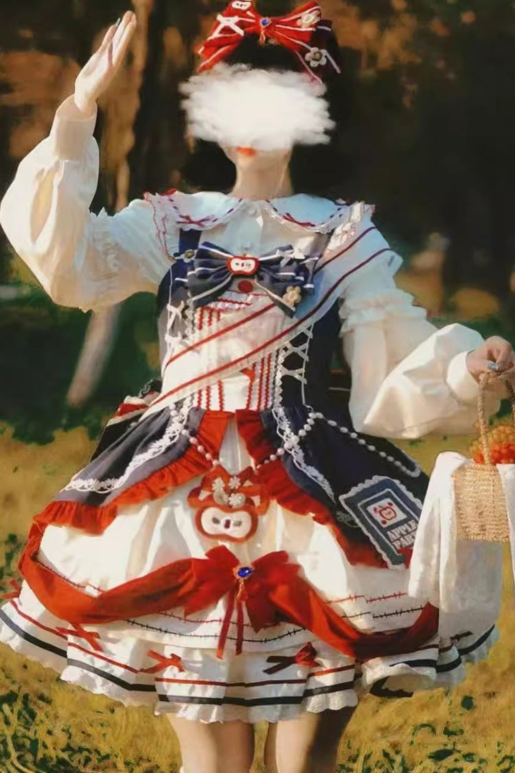 Multi-Color Witch Gina Print Ruffle Bowknot Sweet Princess Lolita Dress Set