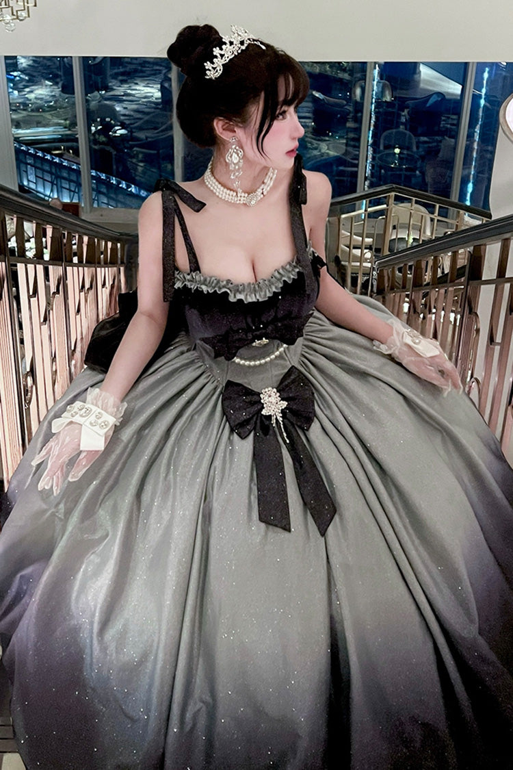 Blue Fantasy Sea Star River Sleeveless Print Ruffle Hot Stamping Bowknot Lace Sweet Gorgeous Lolita Jsk Dress