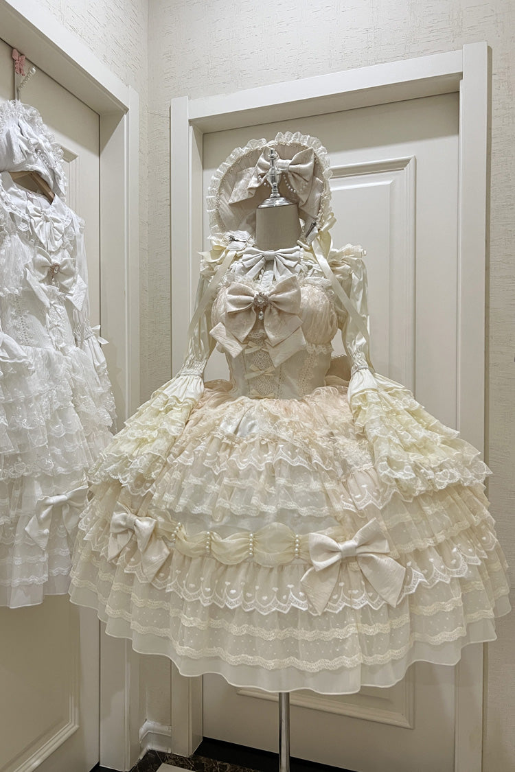 Beige Dream Prologue Doll Multi-Layered Bowknot Lace Sweet Princess Lolita Dress