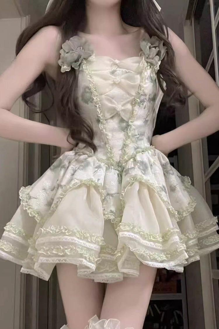Jasmine Rain Print Stitching Lace Sweet Lolita Jsk Dress 6 Colors