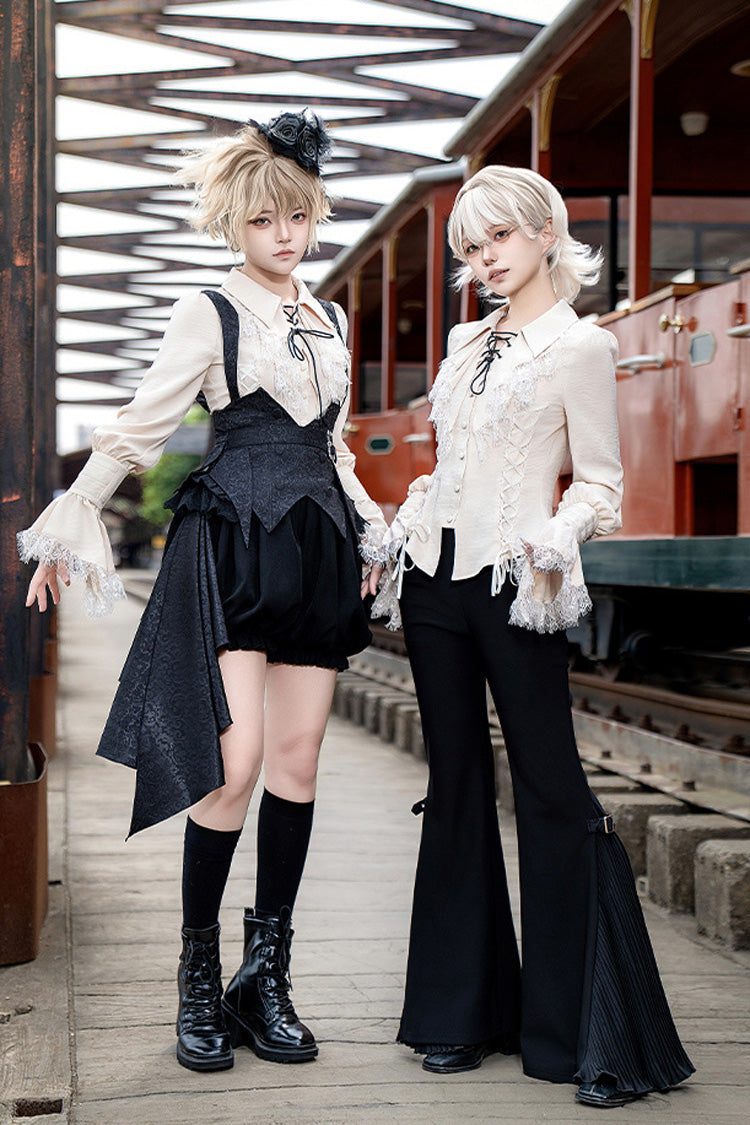 Black Gold Hunter Long Sleeves Pirate Style Gothic Shorts