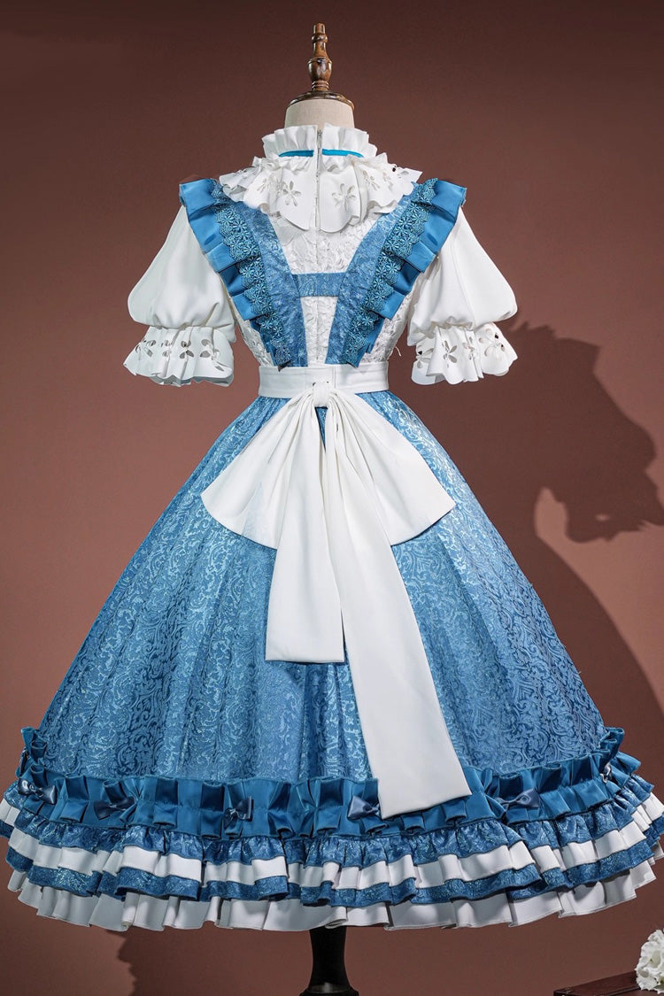 Blue Identity V Journalist Alice in Dreams Multi-Layered Ruffle Cardigan Bowknot Classic Cosplay Lolita Dress Set
