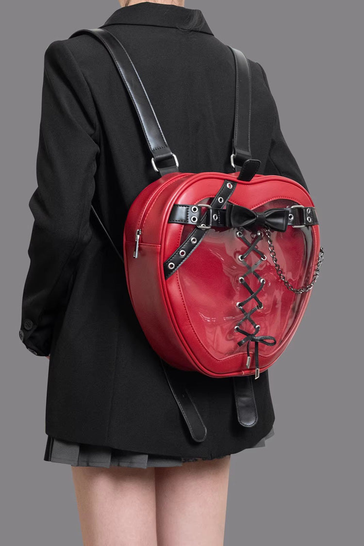 Red Bow Lace-Up Chain-Decorated Gothic Lolita Apple Itabag