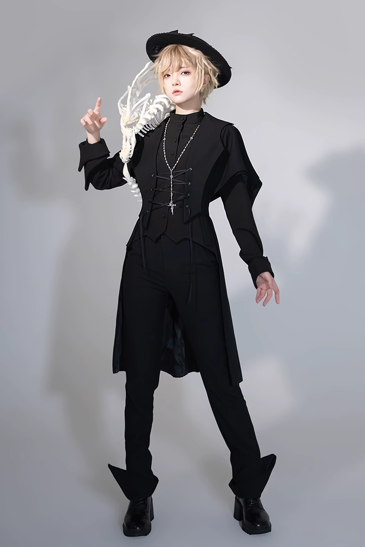 Black Vintage Medieval Prince Ouji Lolita Slim Fit Shirt