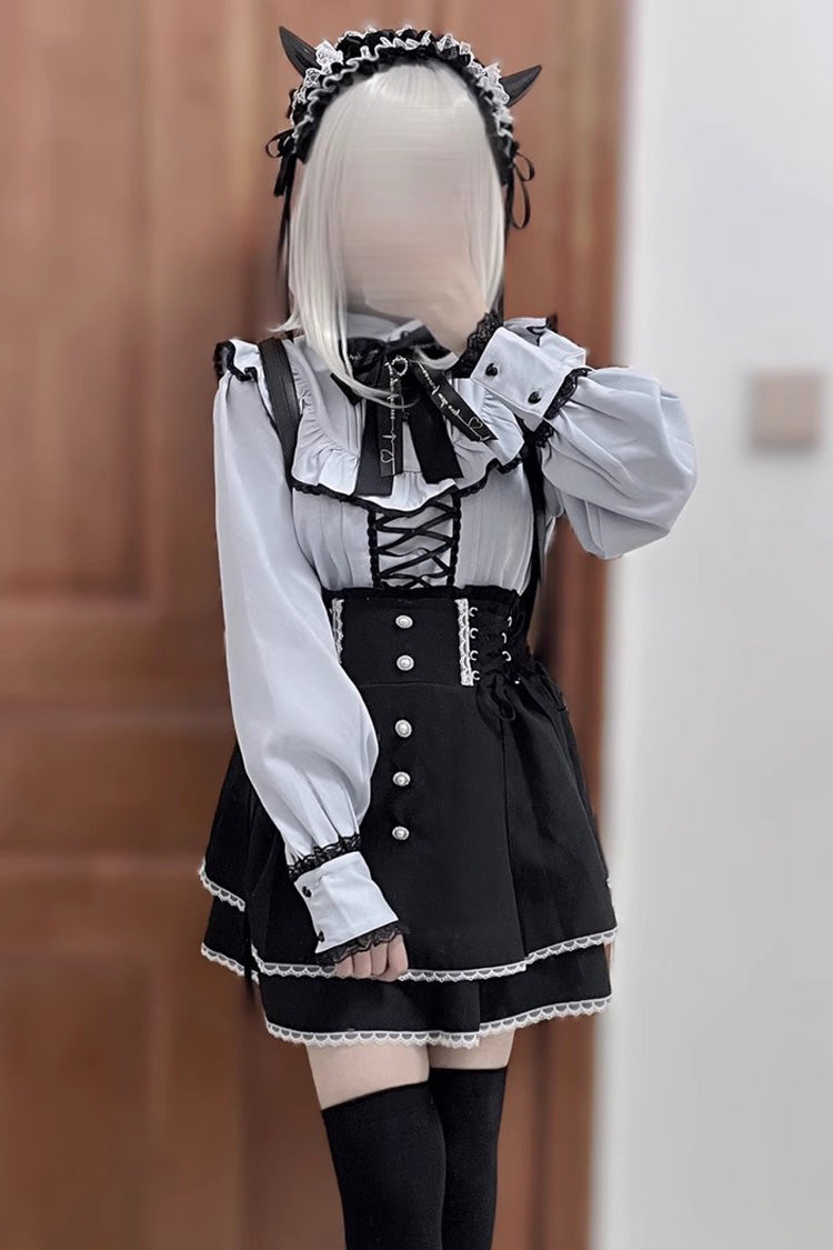Jirai Kei High Waisted Bowknot Lace Lace-Up Sweet Lolita Skirt 2 Colors