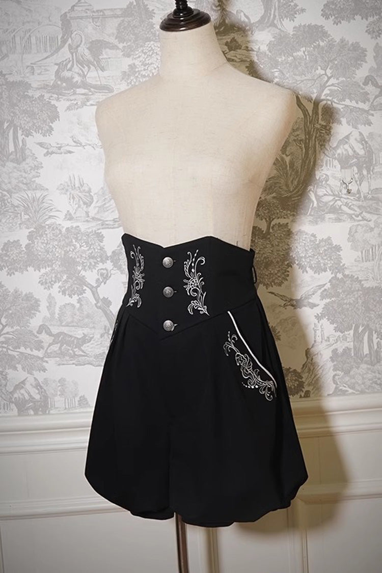 Pirate Series Navigation Treasure Hunting Guide High Waisted Embroidery Ouji Handsome Lolita Shorts 2 Colors